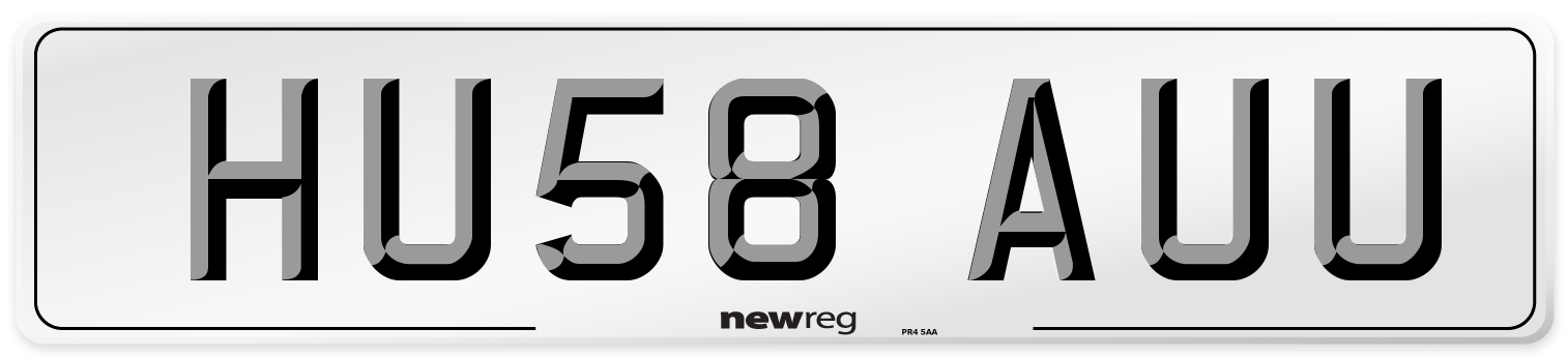 HU58 AUU Number Plate from New Reg